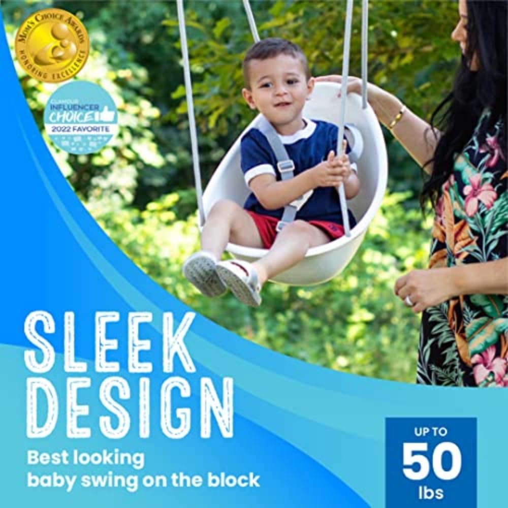 Swurfer Coconut Toddler Swing - Comfy Outdoor Baby Swing with 3-Point Safety Harness | Easy Installation for Ages 6-36 Months
