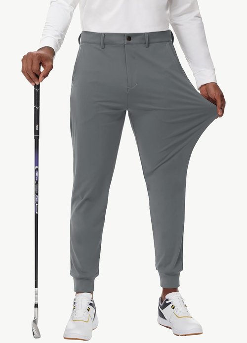 JWM Men's Stretch Golf Joggers - Slim Fit Tapered Pants with Belt Loops | Casual Business Travel Wear