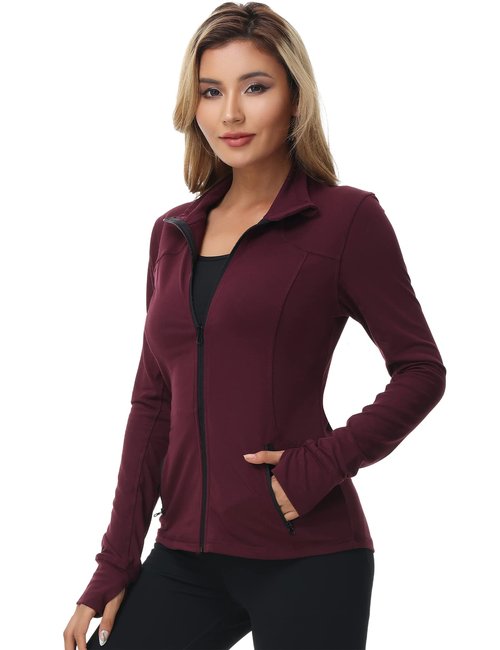 Dolcevida Womens Sports Jackets Zip Up Workout Yoga Jacket with Pockets