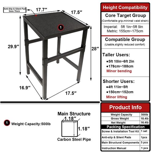 Commercial Heavy Duty Adjustable Dumbbell Stand & Kettlebell Stand, Adjustable Dumbbell Weight Rack, Kettlebell Storage Rack, Weight Rack for Garage/Home Gym/Commercial with Non-Slip Base, Anti-Tip Safety & Space-Saving Design, Weight Capacity: 500-800 lb