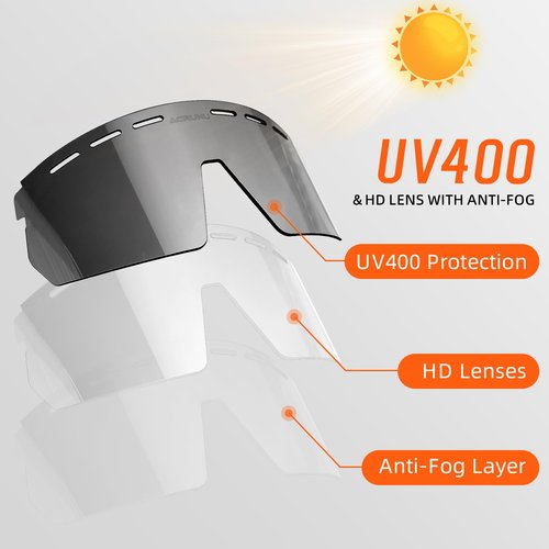 ACRUNU Cycling Glasses with Photochromic Anti-Fog Lens - 6 Vent Holes Insect-Leg Design UV400 Protection Unisex Fit (Gray)