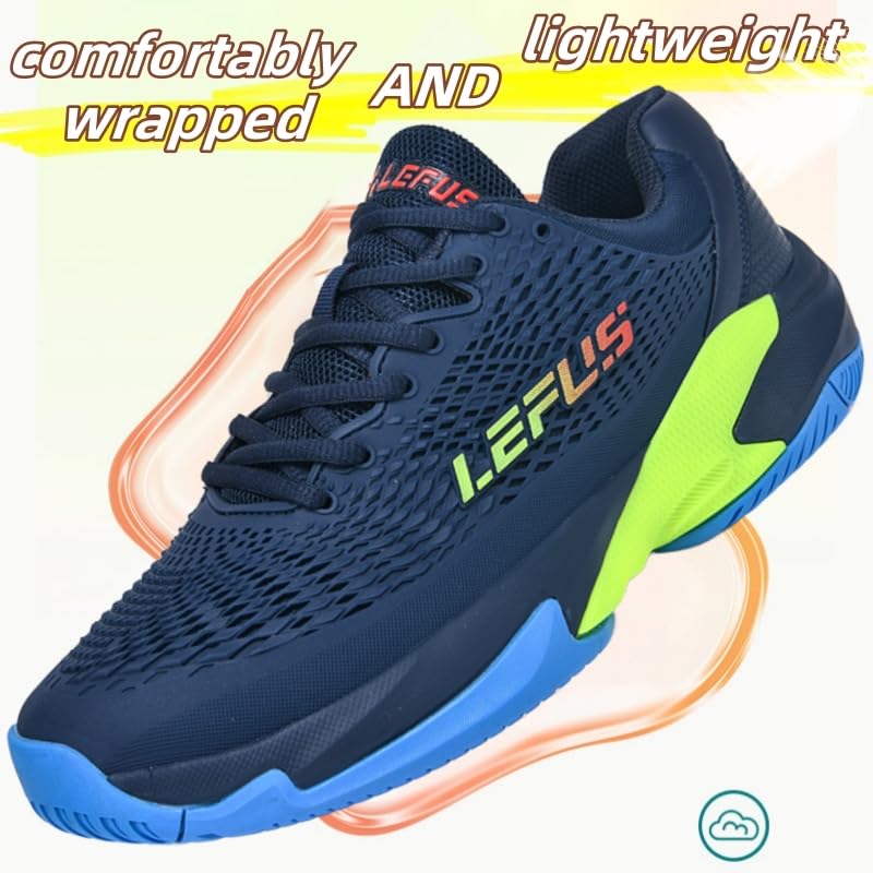 Men's & Women's Anti-Slip Court Shoes for Tennis, Pickleball – Blue, US 9/10.5
