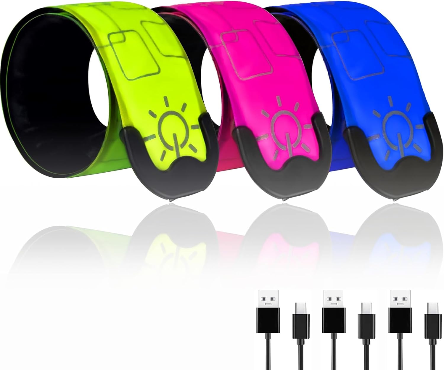 Skiennix LED Safety Wristband Lights - Rechargeable Glow Arm & Ankle Bands | High Visibility for Night Running