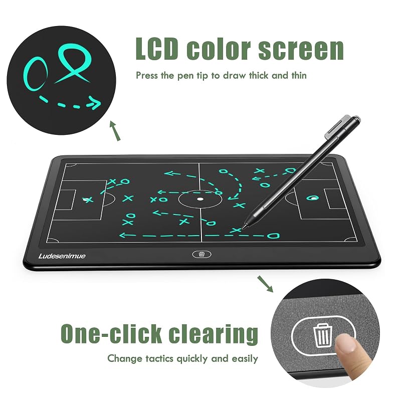 16 Inch LCD Soccer Coaching Board - Electronic Tactics Whiteboard with 9" x 12" Variation