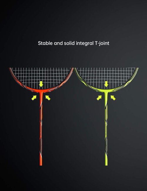 WOED BATENS -2 Player Badminton Set, Carbon Fiber Badminton Rackets Badminton Racquet for Backyards Gym with 3 Shuttlecocks 2 Grip Tape and 1 Badminton Bag, Yellow Orange
