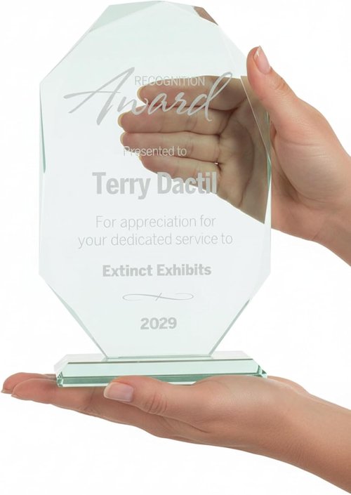 Customizable Glass Trophy Award - 8.5" Tall with Personalized Engraving | Perfect for Recognition & Retirement