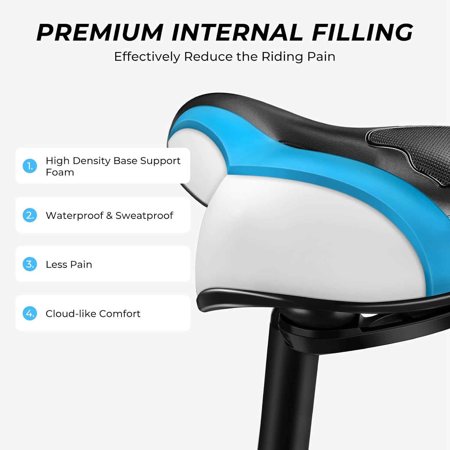 YOUNGDO Comfortable Wide Bike Seat - Breathable Gel Saddle for MTB, Road, and Spinning Bikes