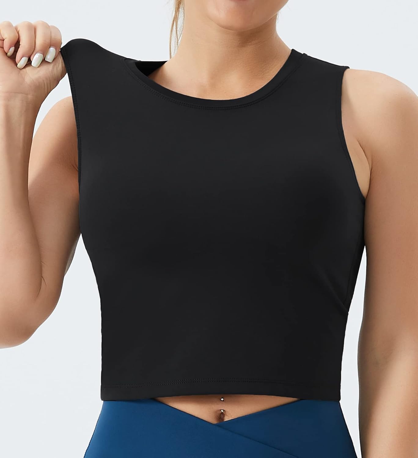 The Gym People Women's Sports Bra - Medium Support with Removable Pads | Sleeveless Workout Crop Top