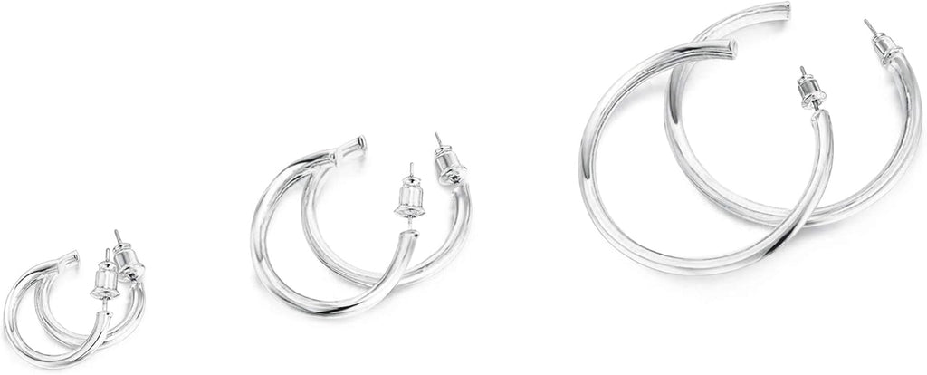 PAVOI 14K Gold Plated Hoop Earrings - 2mm Thick Infinity Design | Lightweight Women's Jewelry Set