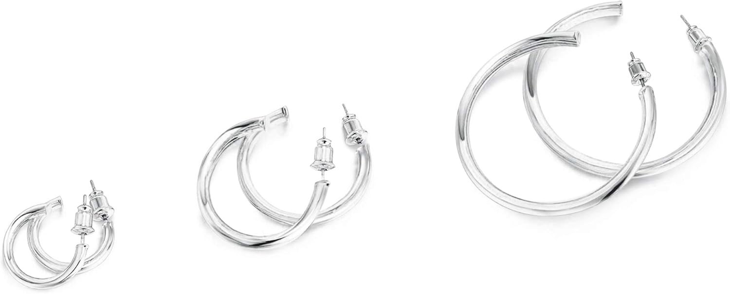 PAVOI 14K Gold Plated Hoop Earrings - 2mm Thick Infinity Design | Lightweight Women's Jewelry Set
