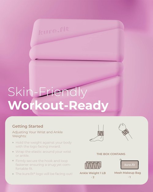 kure.fit Pilates Weight | Wrist & Ankle Weights for Women | Weighted Bangles | 1LB Set of 2