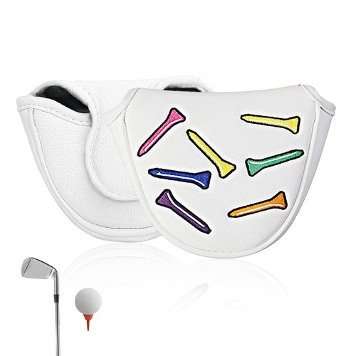 Wshxjzyay Leather Mallet Putter Headcover, Center Shafted Mallet Putter Cover with Magnetic, for Men Women Golf Enthusiast