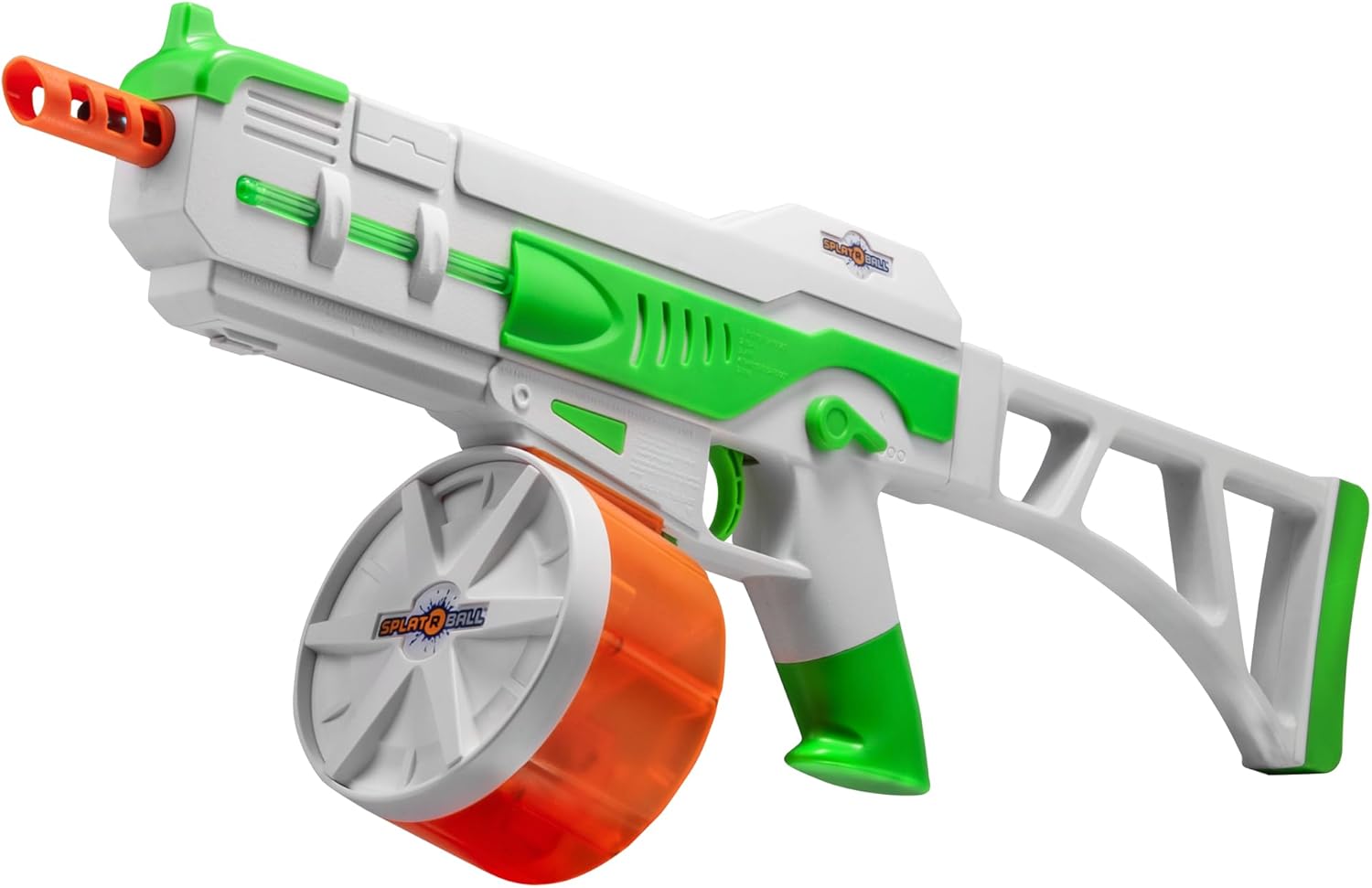 SplatRBall SRB1200 Water Gel Ball Blaster Kit - Glow-in-the-Dark, LED Lights, 225 FPS | 1200-Round Drum, 2000 Rounds - Green/White