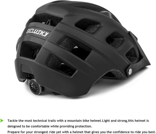 Exclusky Mountain Bike Helmet - Lightweight Adjustable Cycling Helmet for Men & Women | Visor Included
