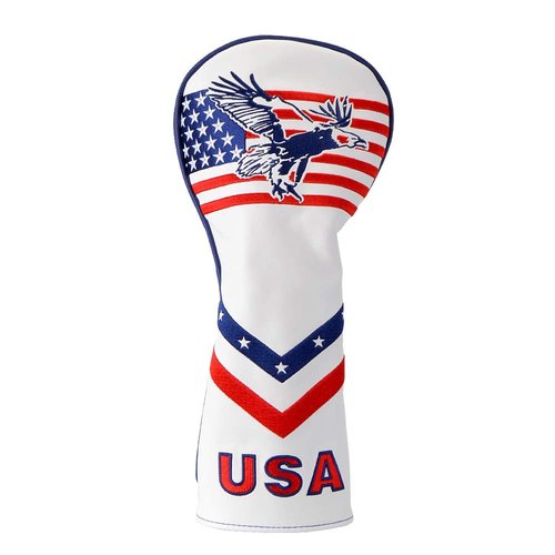 GOOACTION USA Eagle Golf Club Driver Headcover American Stars Stripes Flag Pattern Design Leather Patriotic Head Cover