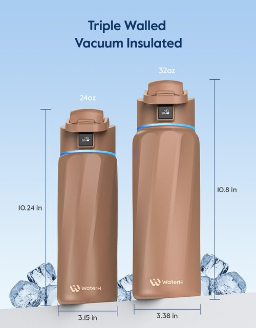 BOOST Smart Water Bottle with Reminder & Tracker, Double Wall Vacuum Insulated Bottles Stainless Steel, 32oz BPA-Free Wide Mouth for School, Gym, Office, Ideal for Mother's Day