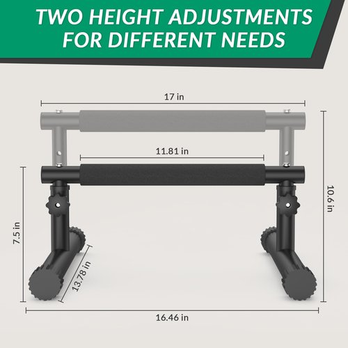 IMAYCC Push Up Bar, Adjustable 7.5" and 10.6" High Parallettes Bars & Dip Bar With Full-Cover Foam Grips, No Wobbling Calisthenics Equipment For Handstand, L-Sit, Gymnastics, Strength Training Home Gym