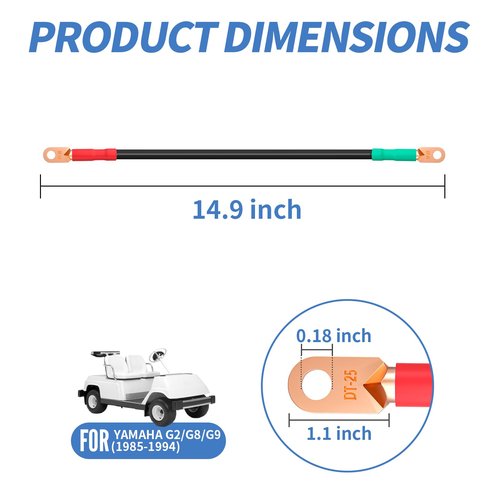 10L0L Golf Cart Battery Cable 4 Gauge for Yamaha G2 G8 G9 (36V), Club Car DS 1995-up (48V), Club Car DS 1981-up (36V) Welding Battery Pure Copper Flexible Cable with Terminal Connector