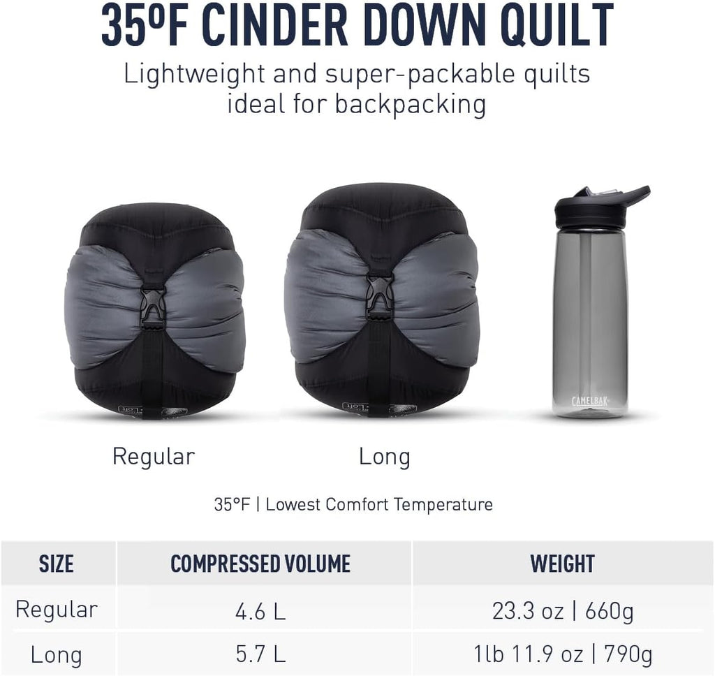Sea to Summit Cinder Lightweight Down Backpacking Quilt - Compact & Warm | Ideal for Outdoor Adventures