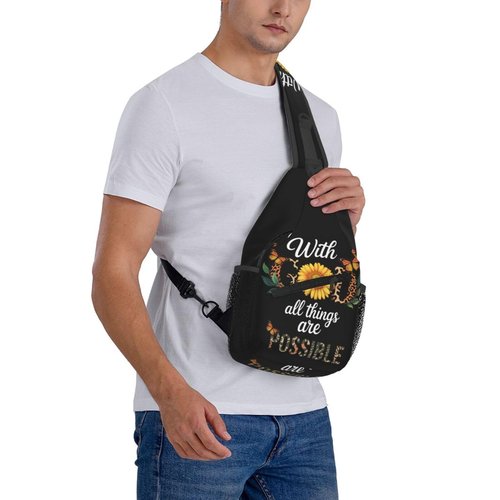 Jesus Christian Cross Crossbody Sling Bag For Women Men Adjustable Chest Bag Cute Shoulder Backpack Daypack For Sport Travel Hiking