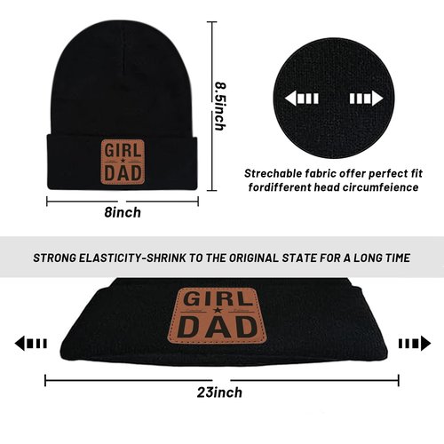 Girl Dad Gifts for Men - Dad Beanie Hat from Daughter for Christmas Birthday Winter Warm Knit Hat with Leather Patch