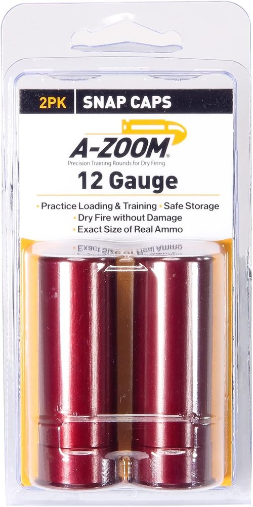 A-ZOOM 12 Gauge Snap-Cap - Red Training Rounds | 2 Count Pack for Safe Dry Firing