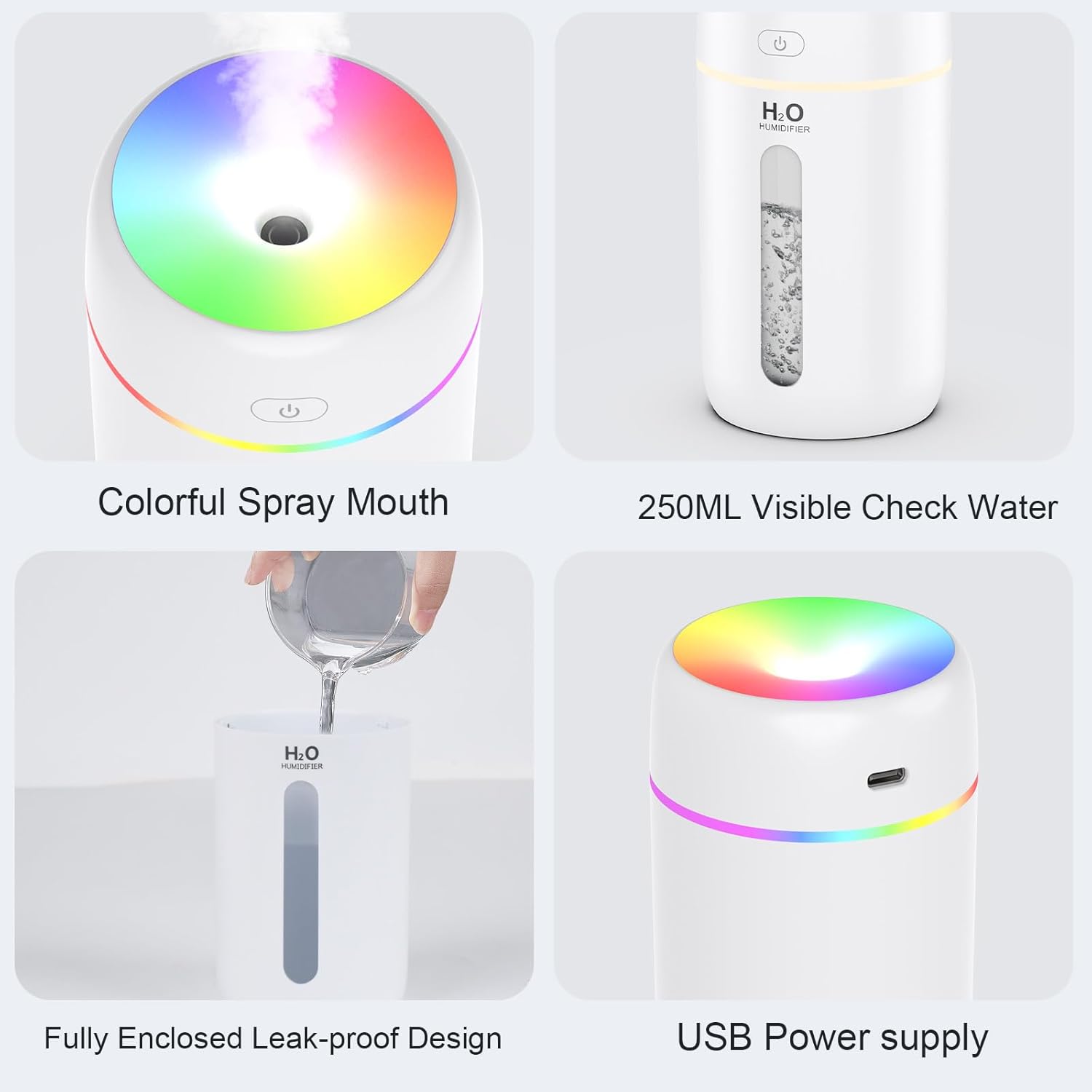 ZPP Humidifier - Portable Mini Humidifier with 7-Color Lights | Ideal for Home, Office & Travel