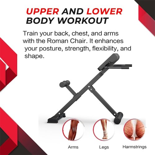 45-Degree Hyperextension Roman Chair - Adjustable Height and Back, Sturdy and Comfortable - Glute, Hamstring, and Ab Workouts - Foldable Sit Up Gym Bench for Home ★