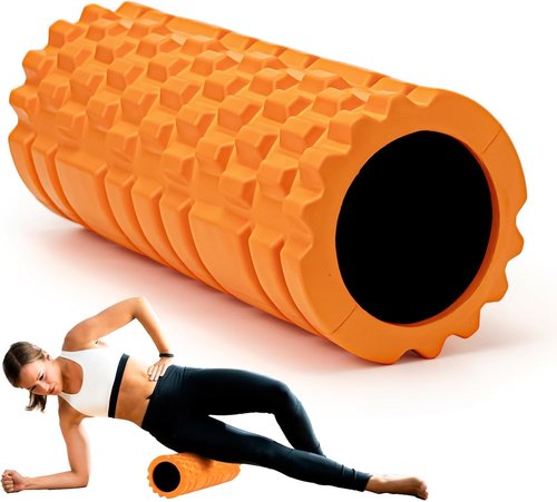 Krightlink High Density Foam Roller - 13" Patented Design for Deep Tissue Massage & Pain Relief | Orange