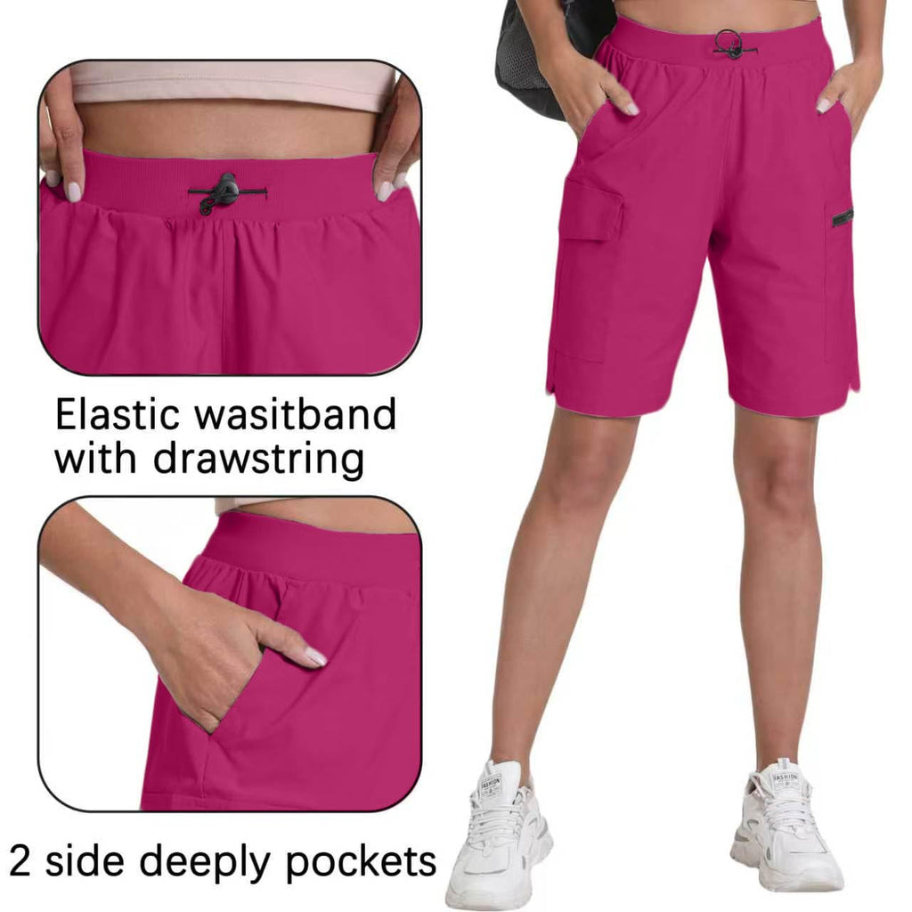 zsenoxaxi Women's Hiking Cargo Shorts Quick Dry Lightweight Shorts for Travel Athletic Golf Casual(Tomato Red,XL)