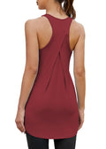 Bestisun Racerback Athletic Tops Loose Fit Athleisure Pilates Shirts Gym Sports Clothing for Women Wine Red L