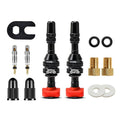 40mm Tubeless Presta Valve Stem Kit - Black, 2 Pack with Cores & Adapters