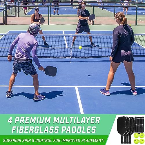 GoSports USAPA Approved 4 Pack Fiberglass Pickleball Paddles for Tournament Play