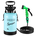 Vevitts Portable Pressure Sprayer Shower 5L for Camping with 7 Spray Modes, Hand Press Camping Shower with Hose and Shower Head, Hiking Traveling Shower Garden Sprayer Pet Shower Blue