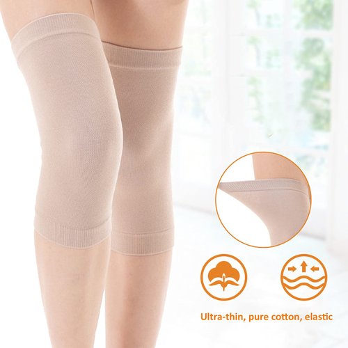 Alomejor Knee Sleeves, Pure Cotton 2pcs Compression Knee Sleeve Cotton Seamless Knee Brace Support for Adults