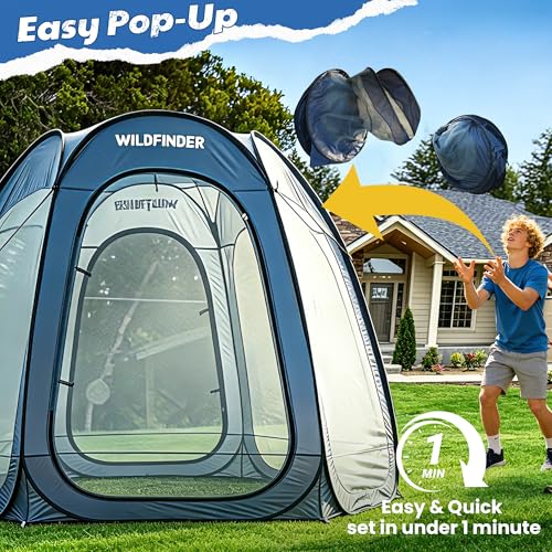 WildFinder 10x10 Pop Up Screen House Tent with Mesh Walls, Waterproof Canopy
