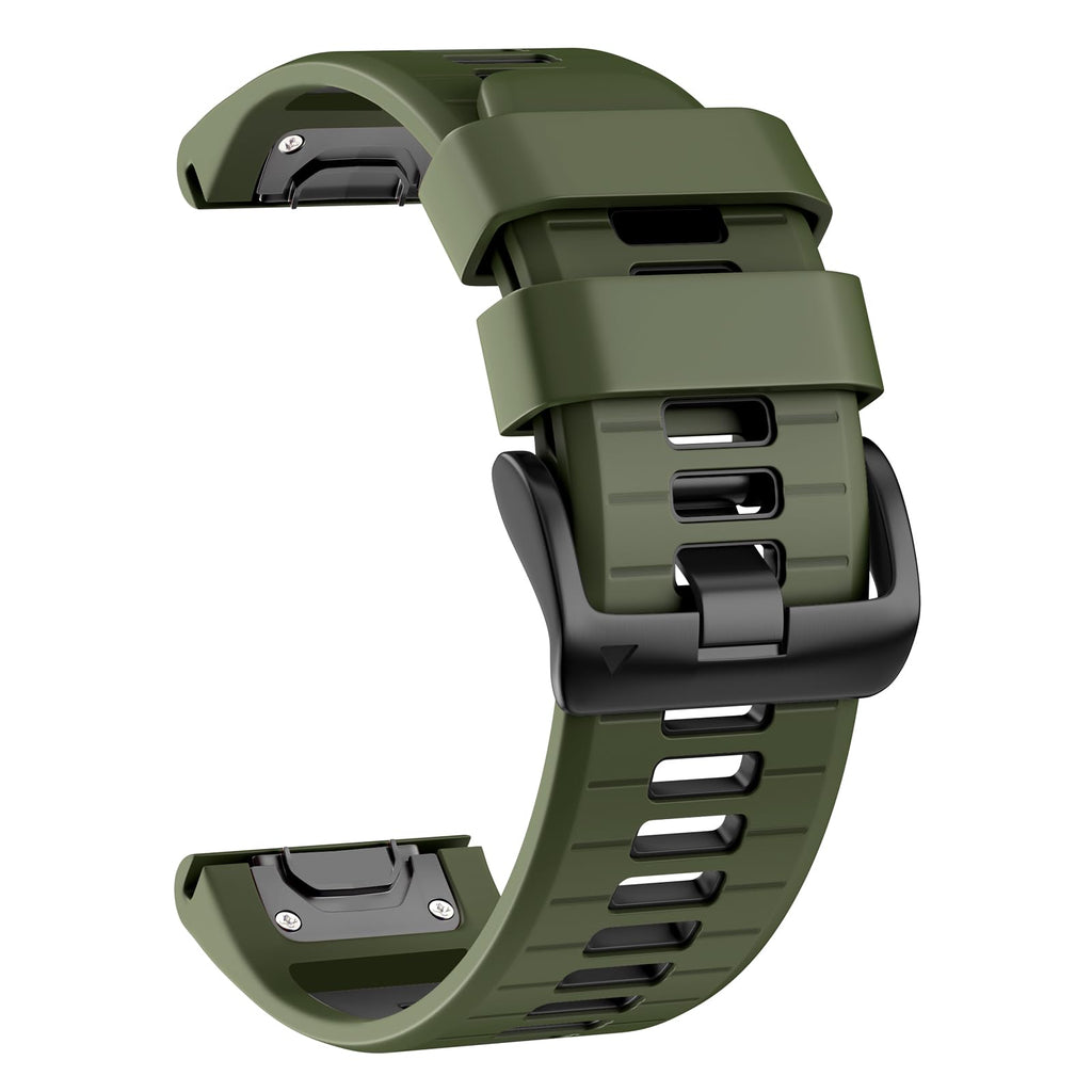 U-LIMVE Watch Band for Garmin Fenix 7X Pro/Fenix 7X/Fenix 6X Pro/Fenix 6X/Fenix 5X/Fenix 3, Silicone QuickFit 26mm Replacement for Garmin Descent Mk3i 51mm/Epix Pro 51mm/TACTIX 7, Army green black