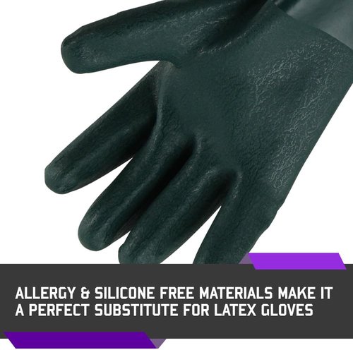 Glove Station Heavy Duty Rubber Gloves - Chemical Resistant PVC Coating | Textured Finish