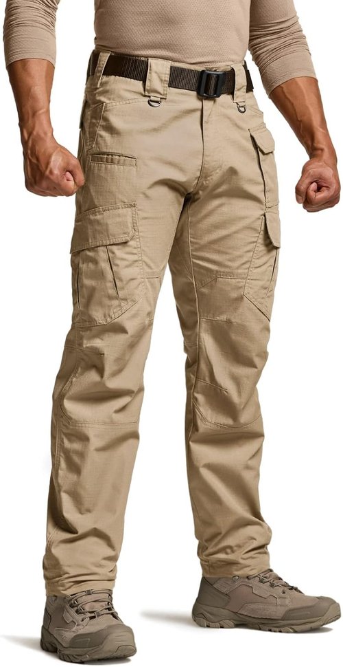 CQR Men's Tactical Pants - Lightweight Water Resistant Ripstop Cargo Pants for Outdoor Adventures