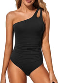 Holipick One Shoulder One Piece Swimsuit - Tummy Control Bathing Suit for Women | Modest Full Coverage