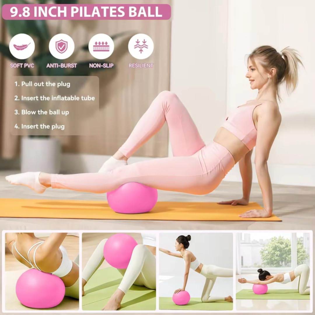 Pilates Kit for Home Workouts, Pilates Equipment Ring and Ball Set with Resistance Bands, Pilates Essentials Kit for Women, Home Pilates Workout Kit, Pilates Starter Kit for Women at Gym Studio Travel
