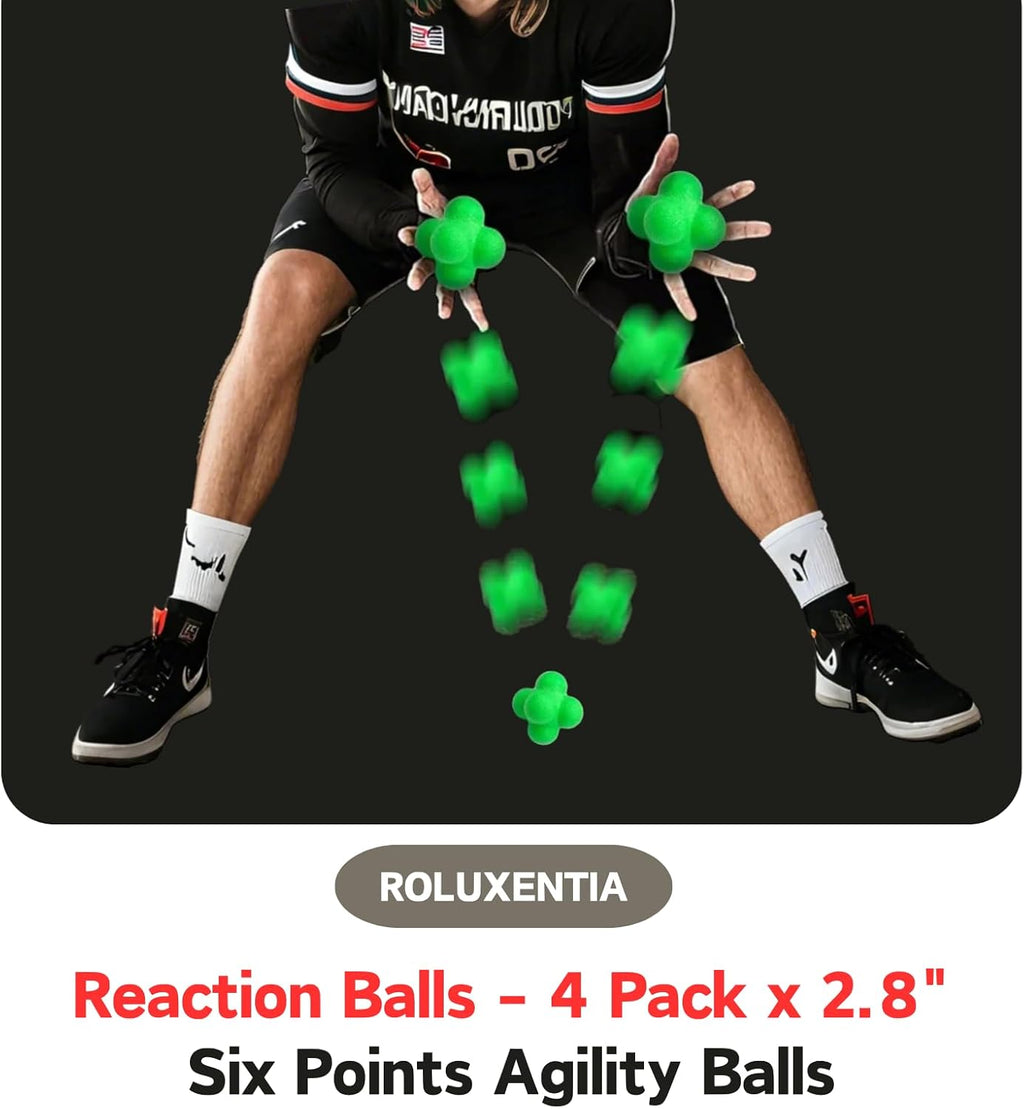 Reaction Balls 4 Pack - 2.8 Inch Reflex Training Equipment for Hand-Eye Coordination & Agility