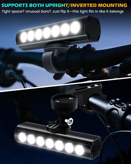 2025 New Super Bright Bike Lights for Night Riding, 7 LED USB Rechargeable Bike Headlight, Bicycle Light Taillight, Waterproof Aluminum Bicycle Headlight for Adult Kid Mountain Road Commuter Cycling