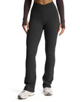 Aoxjox Flare Leggings for Women Trinity Tummy Control High Waisted Wide Leg Crosswaist Yoga Pants 33" (Black, Medium)