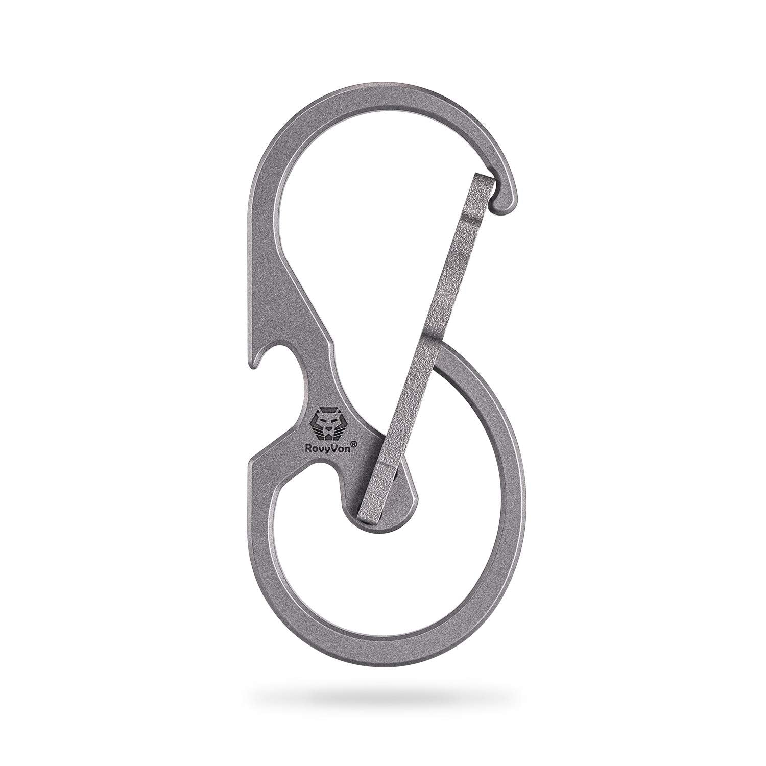 RovyVon U8 Small Keychain Carabiner, Mini Key Pocket Clip, Titanium EDC with Bottle Opener, Multi Tool, Best, Heaty Duty, Emergencies, Man, Office