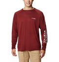 Columbia Men's Terminal Tackle Long Sleeve Shirt, Red Jasper/Cool Grey Logo, XX-Large