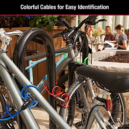 6 ft. Long Bicycle Cable Locks with Keys - Pack of 4 Colorful Keyed-Alike Cables