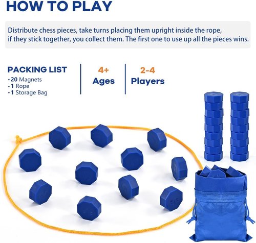 Bameca Magnetic Chess Game - Full-Size Stones for Family Fun | Travel-Friendly Strategy Game for All Ages