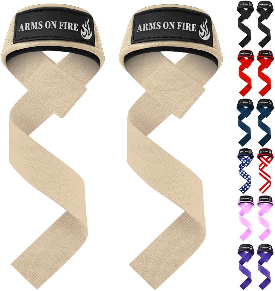 TECEUM Weightlifting Straps - Neoprene Padded Cotton Wrist Support for Powerlifting & Bodybuilding | Unisex