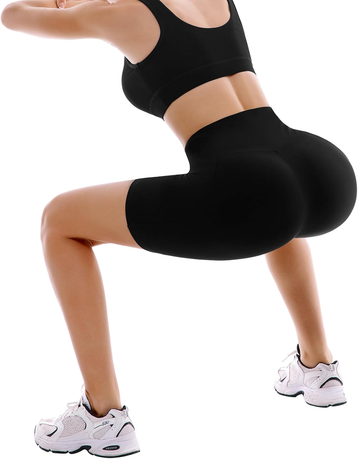 SINOPHANT Biker Shorts - High Waist, Buttery Soft Fabric with Pockets for Yoga & Gym | 2 Pack